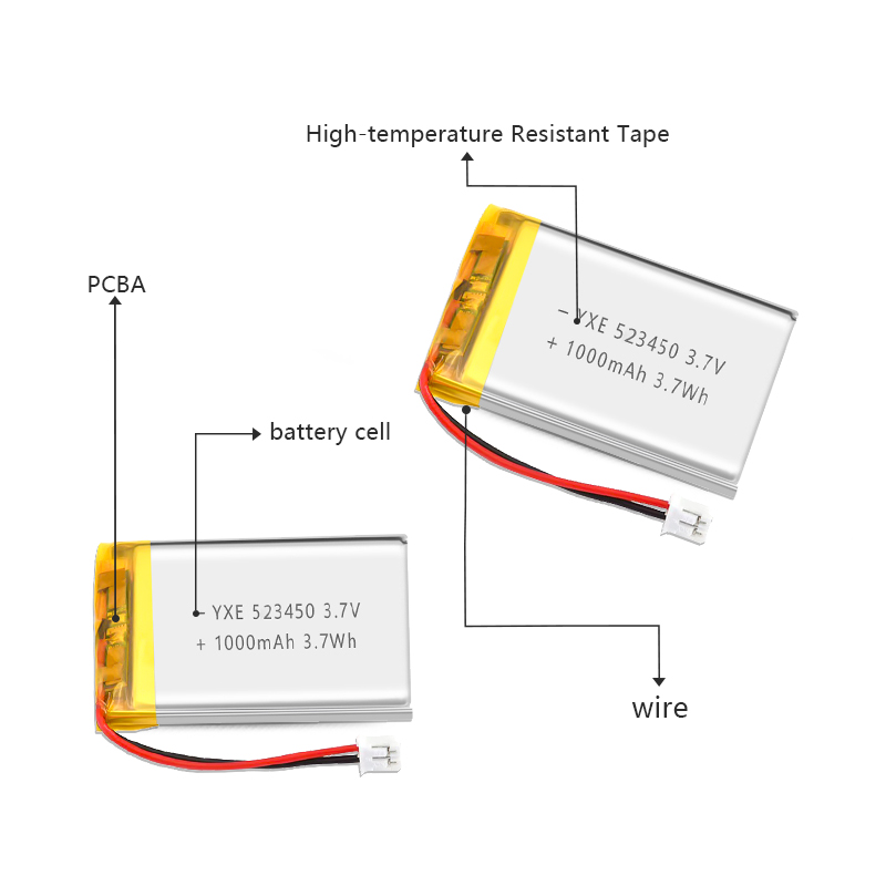 3.7 V Li-ion Battery 523450-1000mah